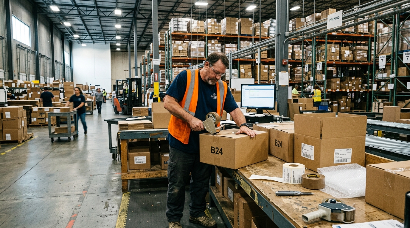 Foto real: carregamento de mercadoria para distribuição